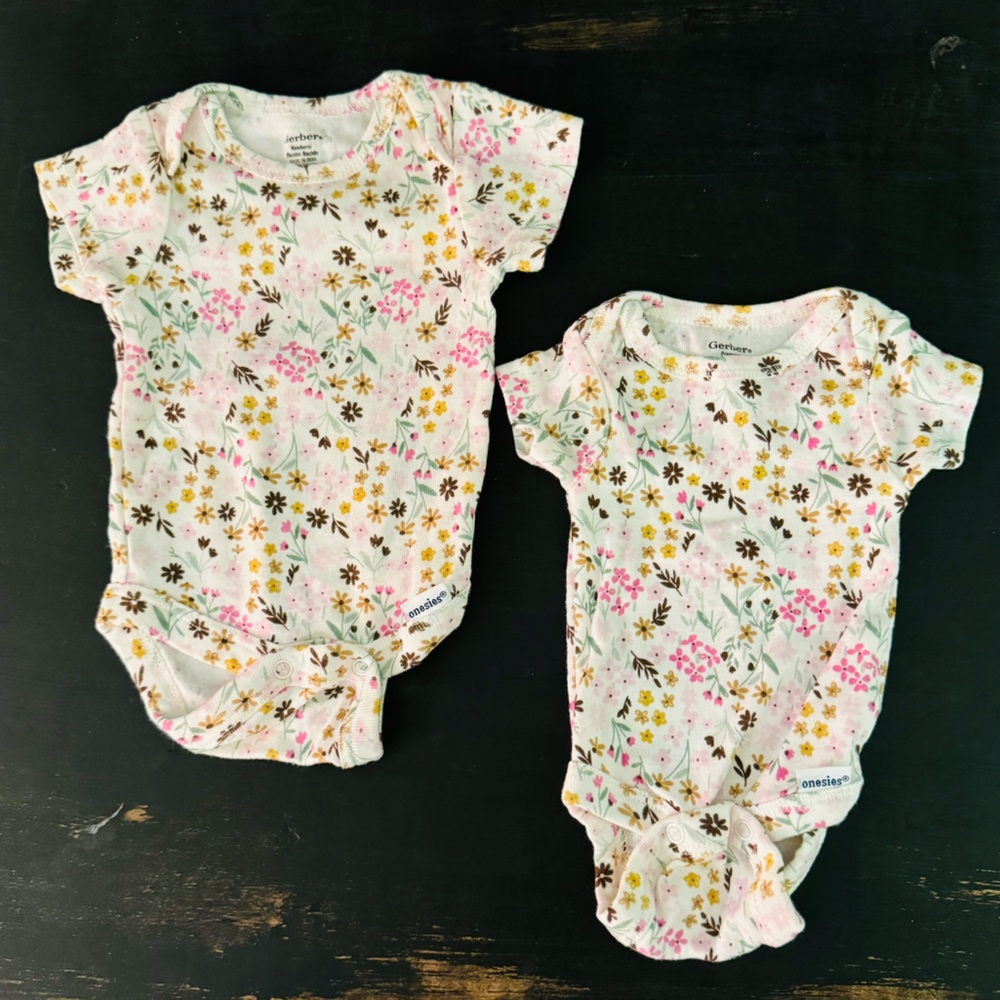 Floral 2 Size Gerber Onesies.